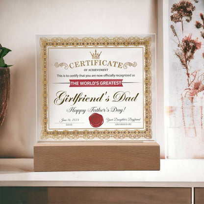 Girlfriend's Dad - Certificate of Achievement - Acrylic Acrylic Plaque