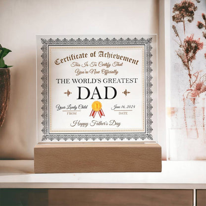 World's Greatest Dad Certificate-Acrylic Acrylic Plaque
