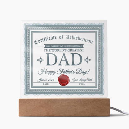 Dad - Certificate Of Achievement - Acrylic Acrylic Plaque