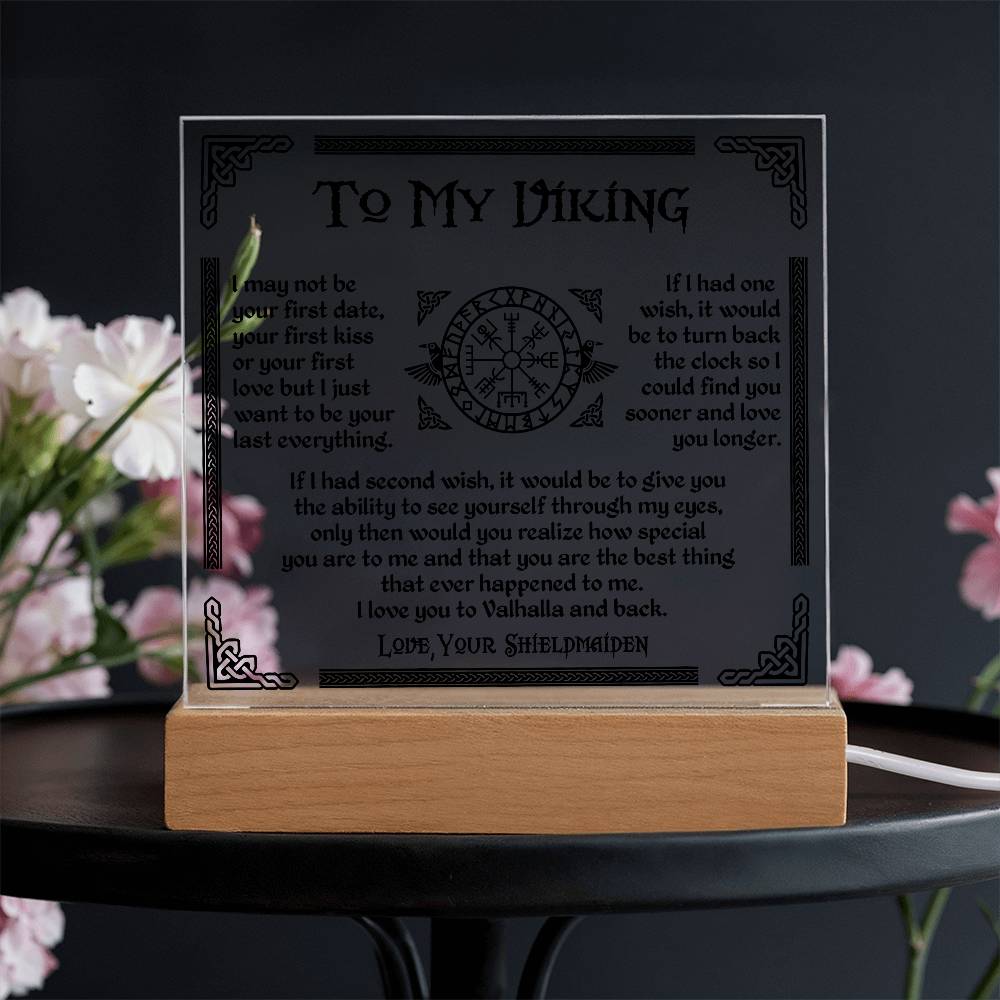 To My Viking - I Love You To Valhalla And Back - Acrylic Square Plaque 17