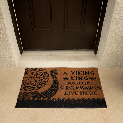 A Viking King And His Shieldmaiden Live Here Norse Door Mat