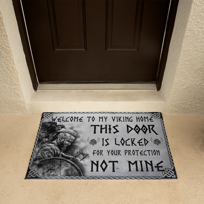 Welcome To My Viking Home. This Door Is Locked For Your Protection, Not Mine. Funny Norse Door Mat