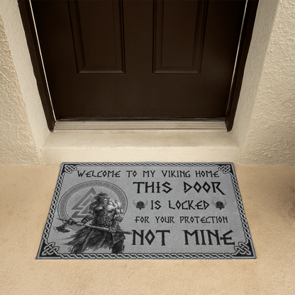 Welcome To My Viking Home. This Door Is Locked For Your Protection, Not Mine. Funny Norse Door Mat