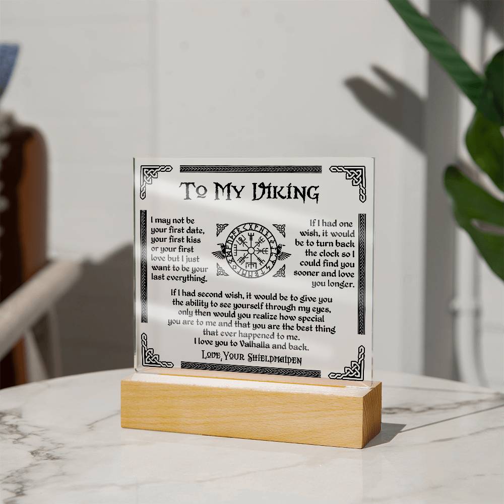 To My Viking - I Love You To Valhalla And Back - Acrylic Square Plaque 17