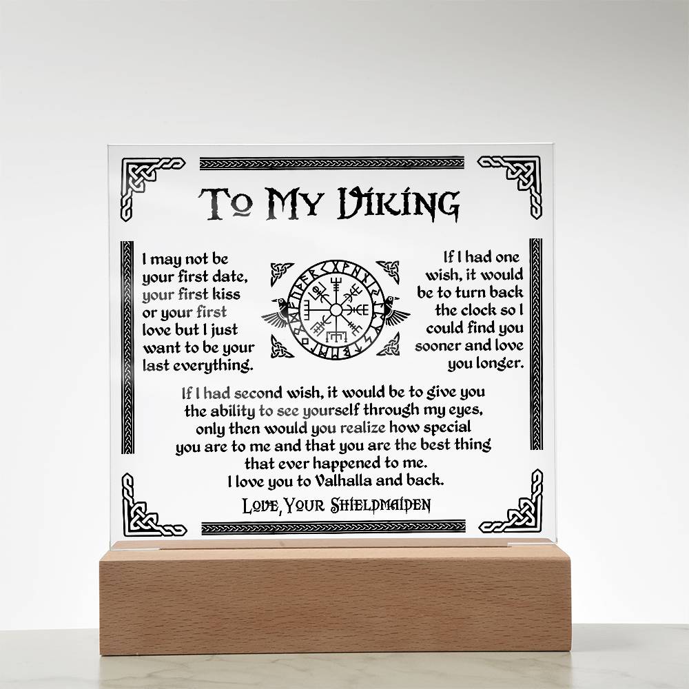 To My Viking - I Love You To Valhalla And Back - Acrylic Square Plaque 17