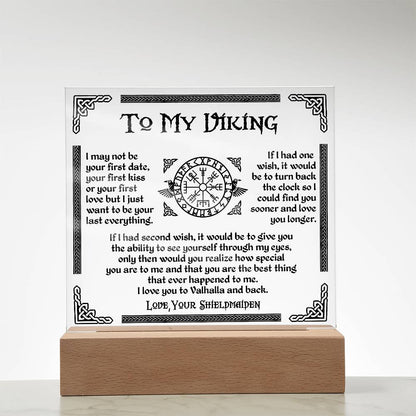 To My Viking - I Love You To Valhalla And Back - Acrylic Square Plaque 17