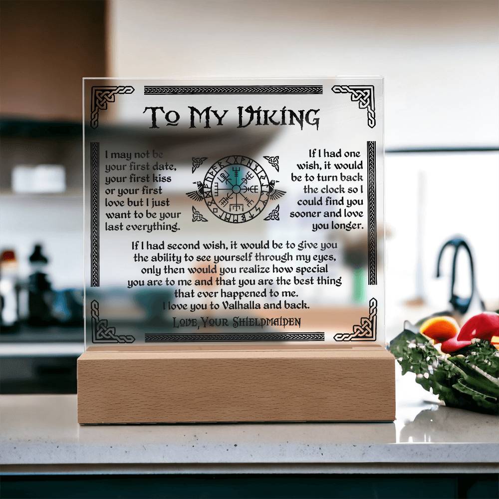 To My Viking - I Love You To Valhalla And Back - Acrylic Square Plaque 17