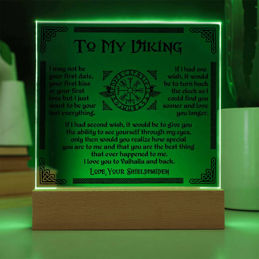 To My Viking - I Love You To Valhalla And Back - Acrylic Square Plaque 17