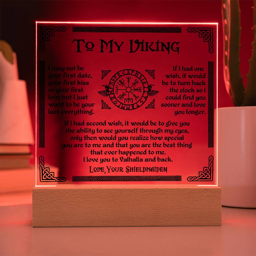 To My Viking - I Love You To Valhalla And Back - Acrylic Square Plaque 17