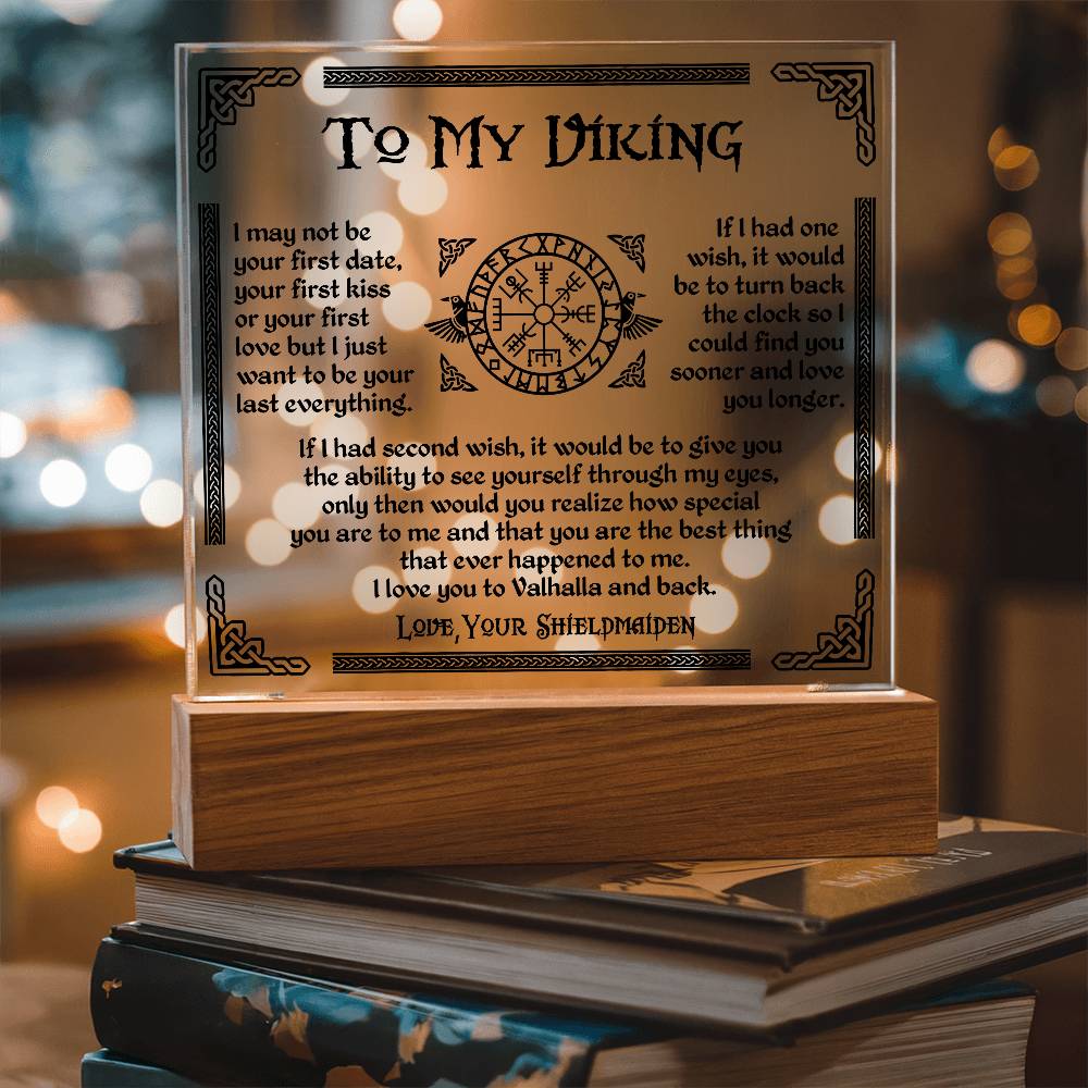 To My Viking - I Love You To Valhalla And Back - Acrylic Square Plaque 17