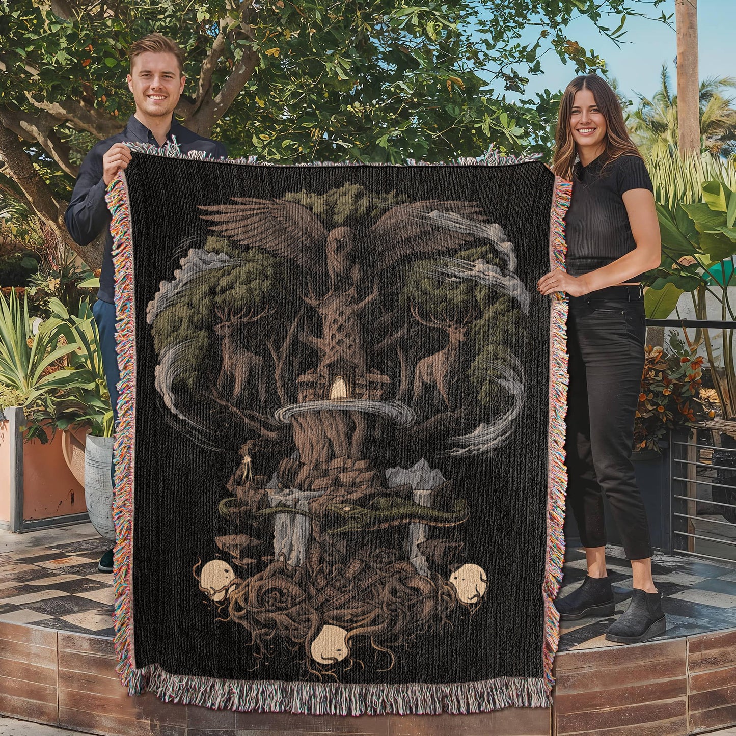 Norse Yggdrasil Heirloom Woven Blanket