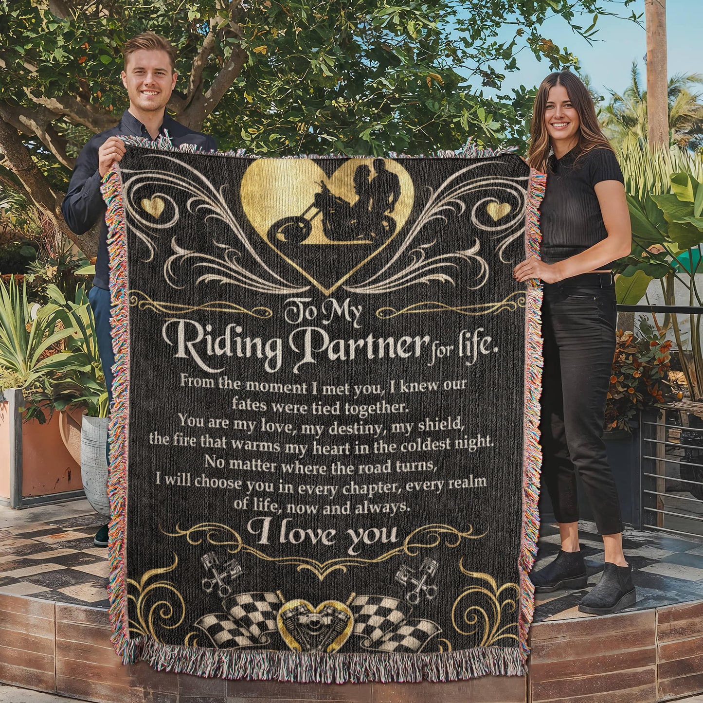 Riding Partner for Life Blanket – A Timeless Gift for Motorcycle Lovers 143