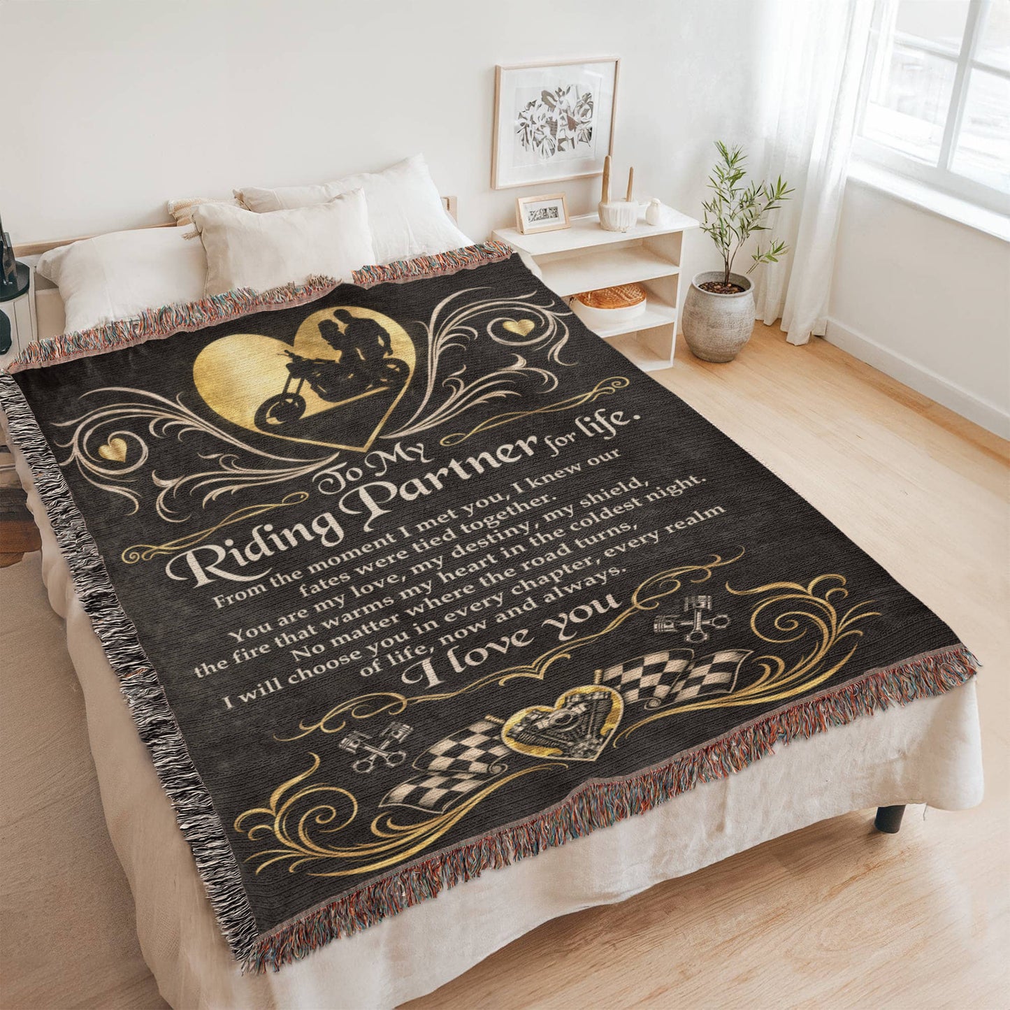 Riding Partner for Life Blanket – A Timeless Gift for Motorcycle Lovers 143