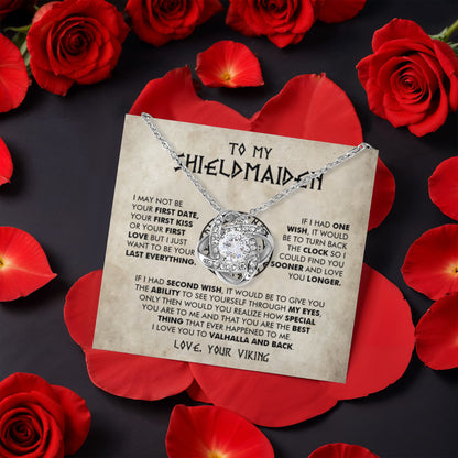 To My Shieldmaiden - I Love You To Valhalla And Back - Love Knot with Rotating Rose Gift Box