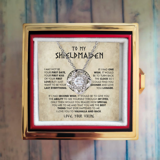 To My Shieldmaiden - I Love You To Valhalla And Back - Love Knot with Rotating Rose Gift Box
