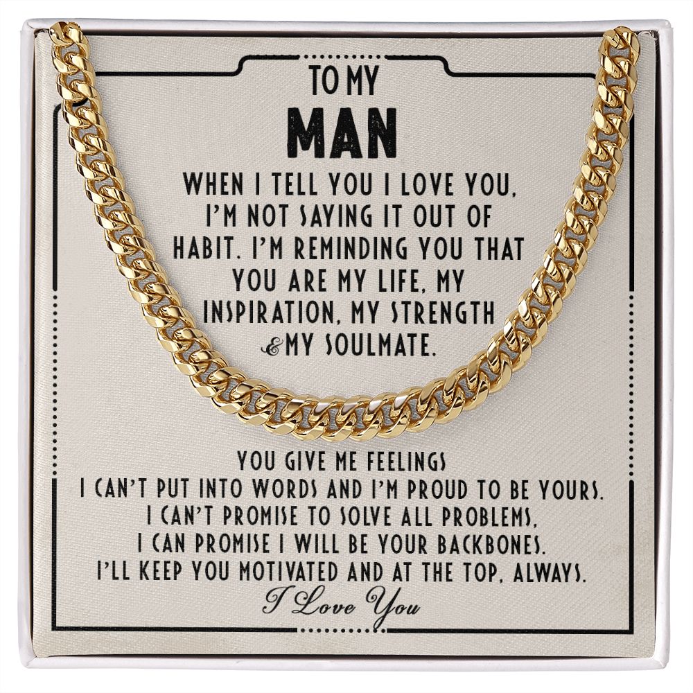 To my man - You are my life - Cuban link chain necklace - 103d