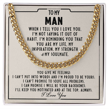 To my man - You are my life - Cuban link chain necklace - 103d
