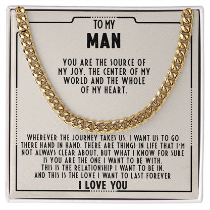 To my man - You're the source of my joy - Cuban link chain necklace - 98d