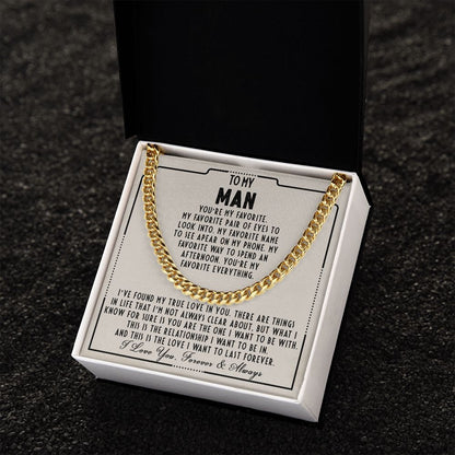 To my man - You are my favorite - Cuban link chain necklace - 102d