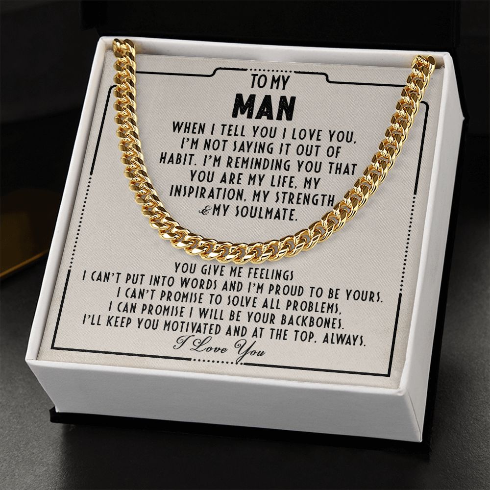 To my man - You are my life - Cuban link chain necklace - 103d