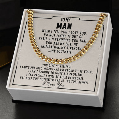 To my man - You are my life - Cuban link chain necklace - 103d