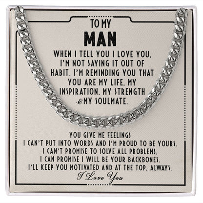 To my man - You are my life - Cuban link chain necklace - 103d