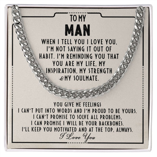 To my man - You are my life - Cuban link chain necklace - 103d