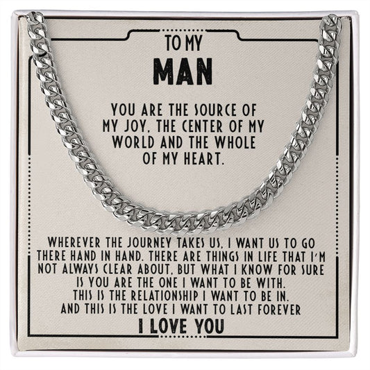 To my man - You're the source of my joy - Cuban link chain necklace - 98d