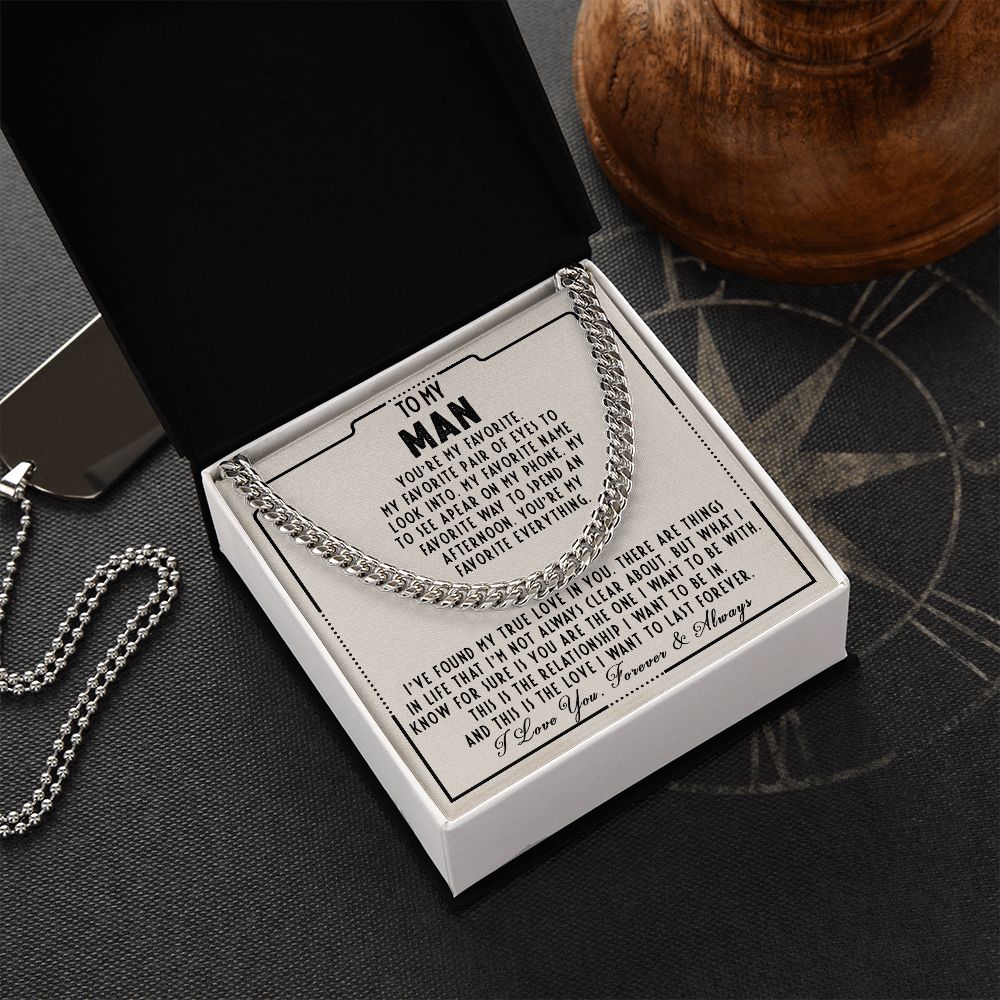 To my man - You are my favorite - Cuban link chain necklace - 102d