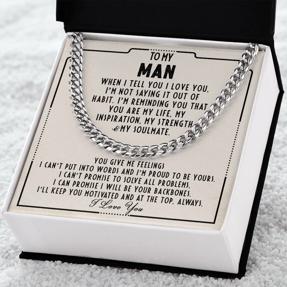 To my man - You are my life - Cuban link chain necklace - 103d