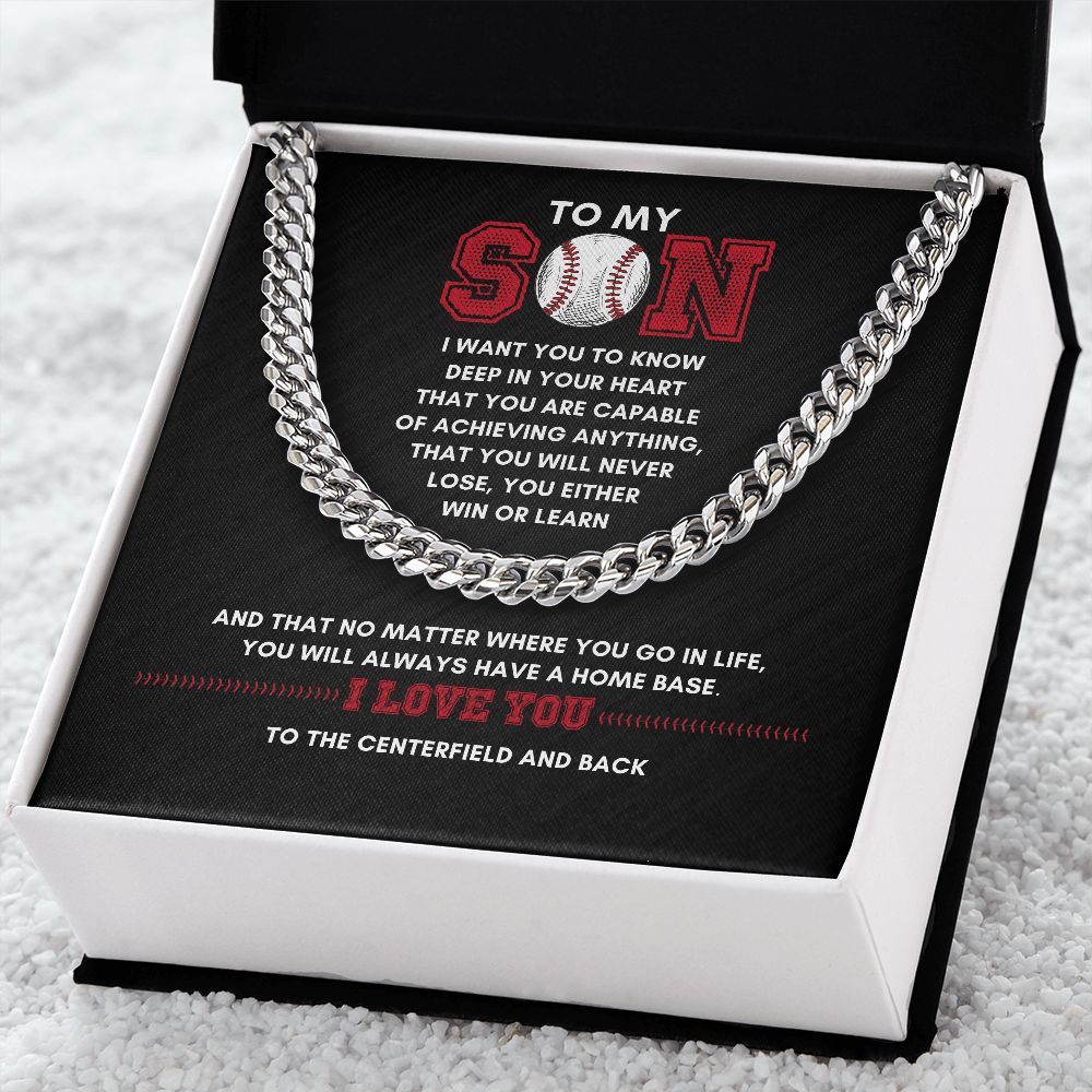 To My Son, Achieve Anything, Home Base - 075d Cuban Link Necklace