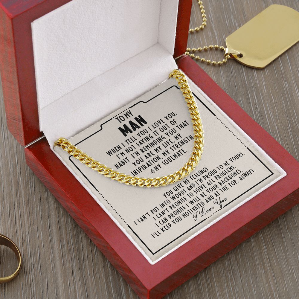 To my man - You are my life - Cuban link chain necklace - 103d