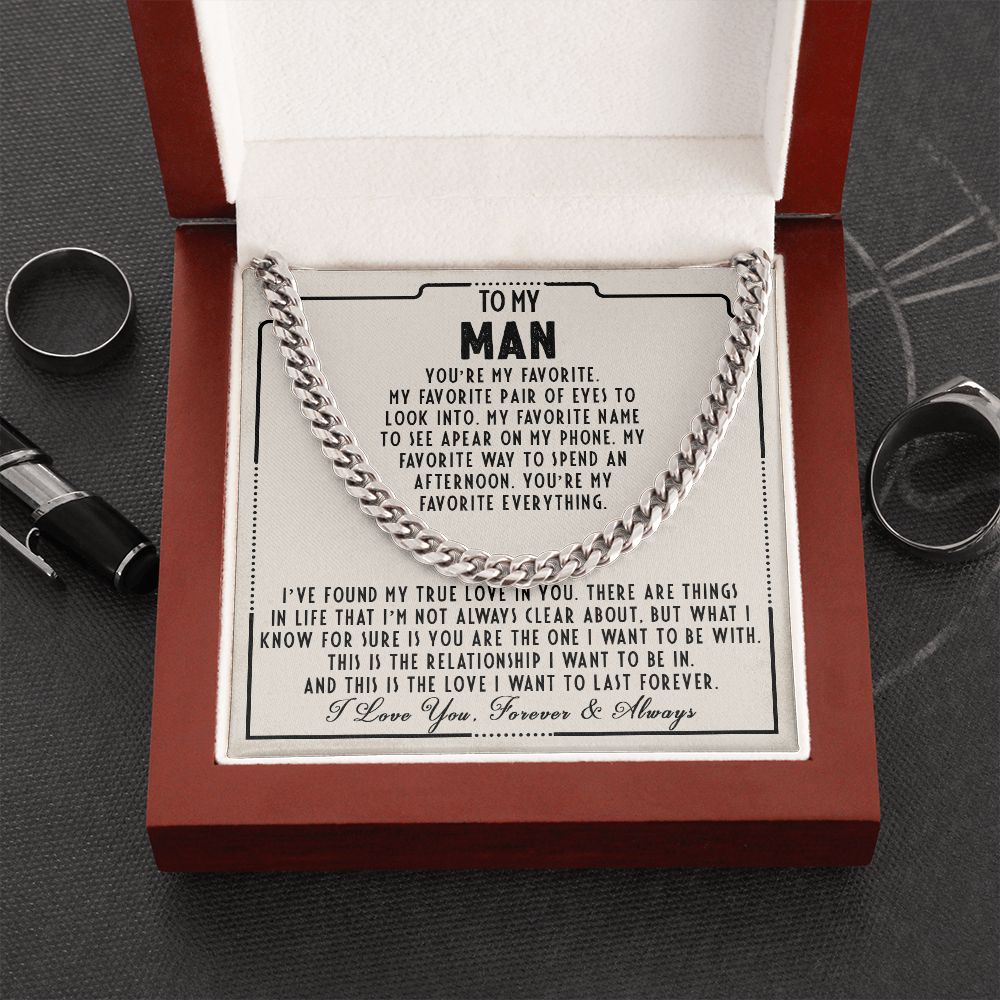To my man - You are my favorite - Cuban link chain necklace - 102d