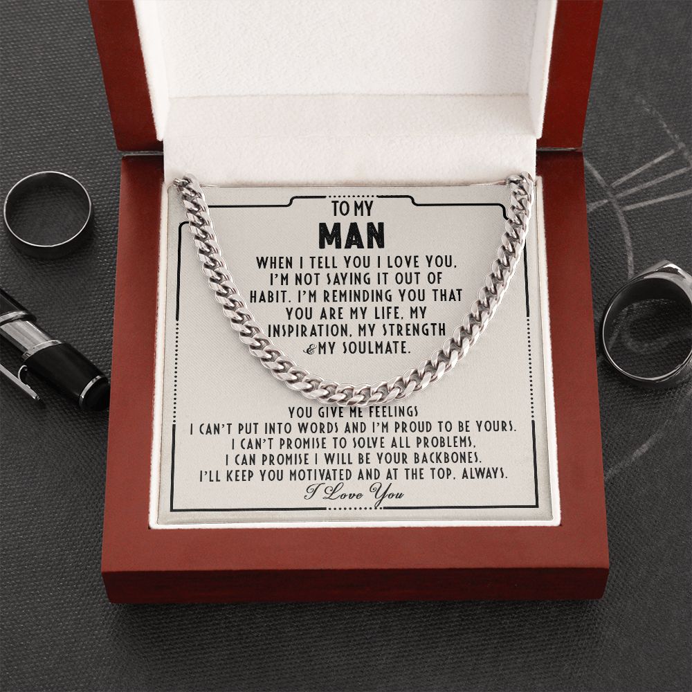 To my man - You are my life - Cuban link chain necklace - 103d