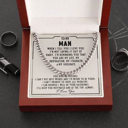 To my man - You are my life - Cuban link chain necklace - 103d
