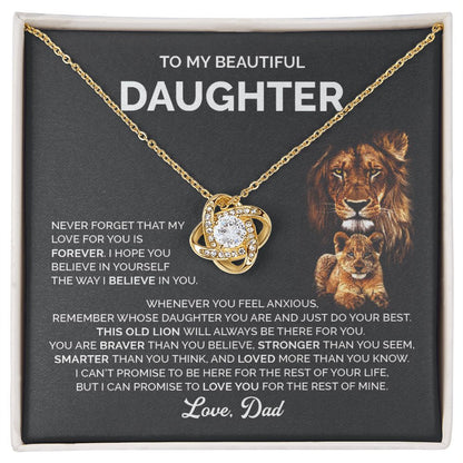 Daughter - I love you, forever and always - 0018d Love Knot Necklace