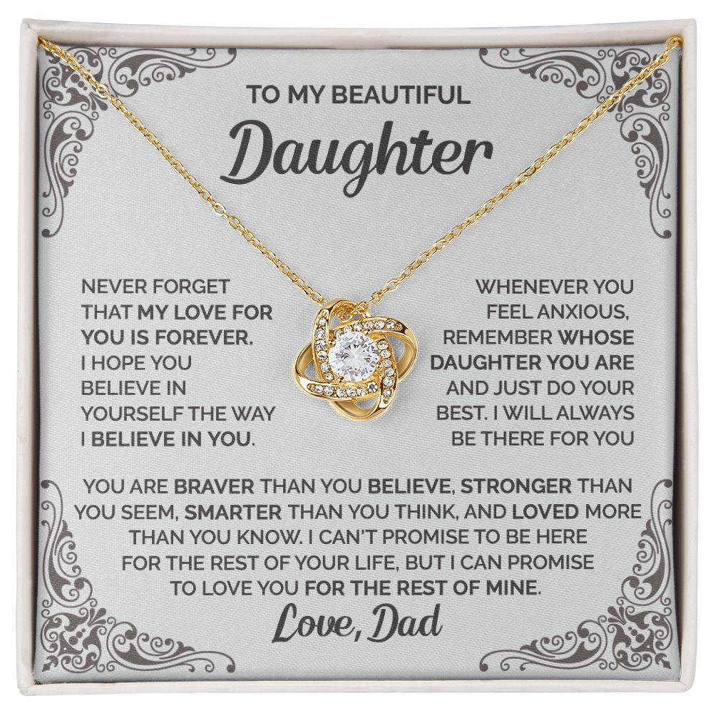 Daughter - My love for you is forever - 0016d Love Knot Necklace