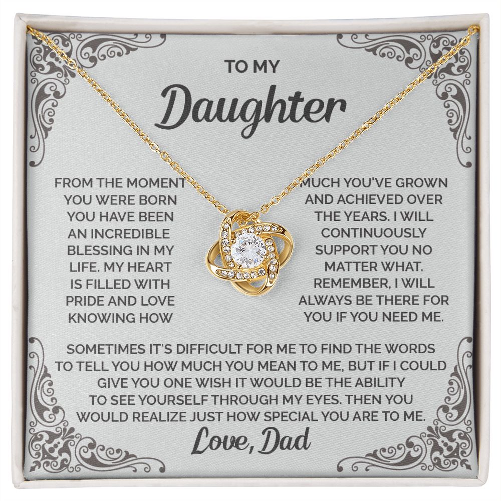Daughter - I will always be there for you - 008d Love Knot Necklace