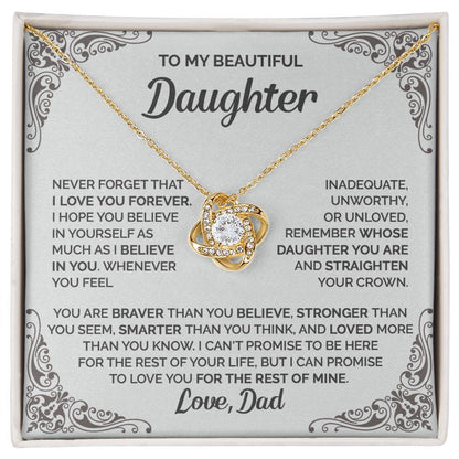 Daughter - Straighten your crown - 0015d Love Knot Necklace