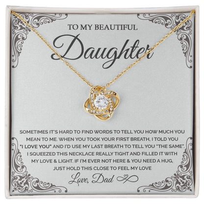 Daughter - I love you - 0019d Love Knot Necklace