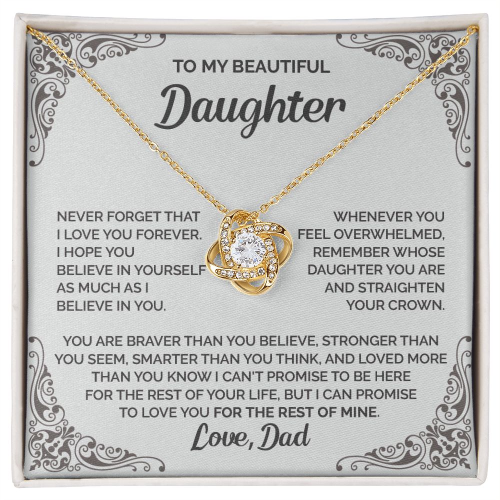 Daughter - I love you forever - 0014d Love Knot Necklace