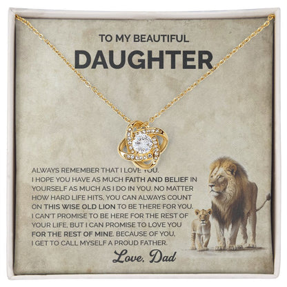 Daughter - To daughter lion 001d Love Knot Necklace