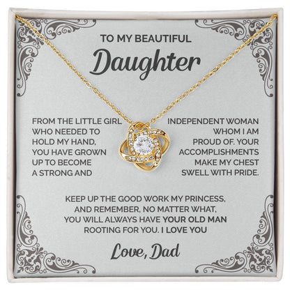 Daughter - You are the one whom I am proud of - 007d Love Knot Necklace