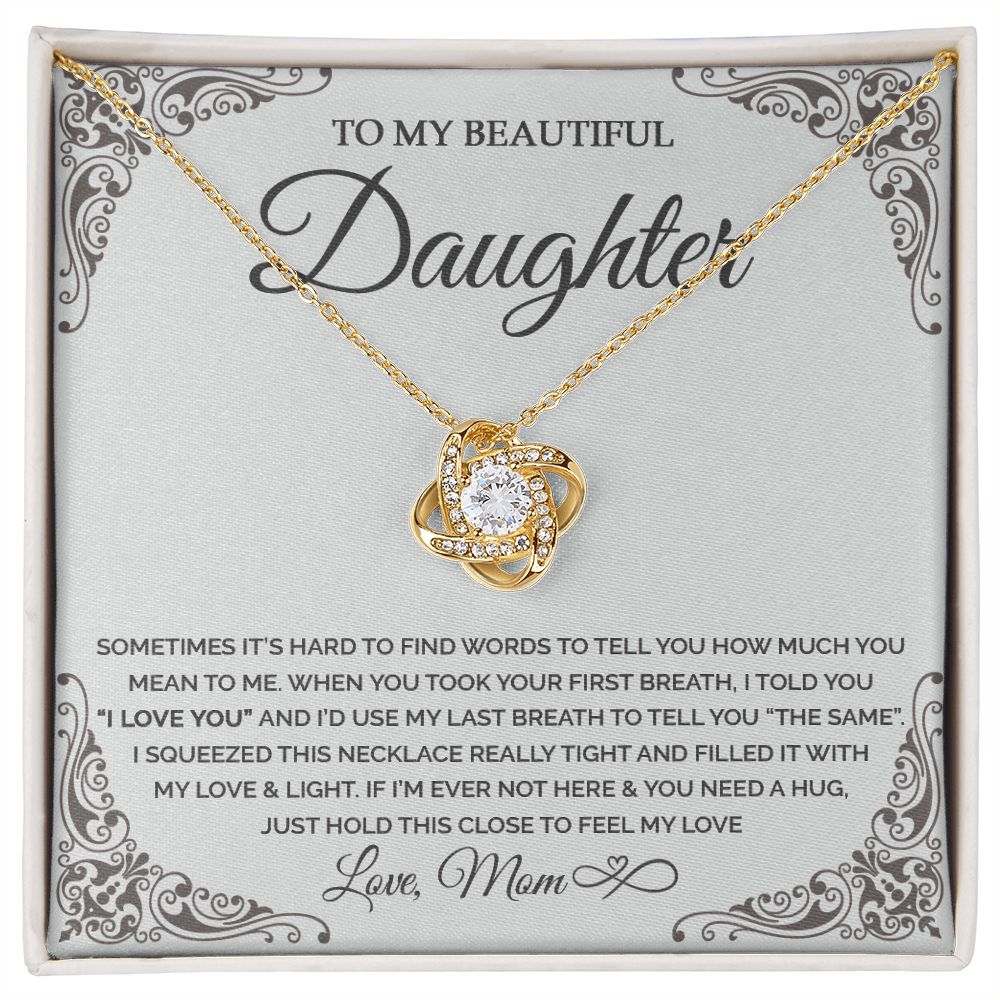 Daughter - I love you - mom to daughter - 0019d Love Knot Necklace