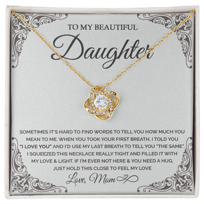 Daughter - I love you - mom to daughter - 0019d Love Knot Necklace