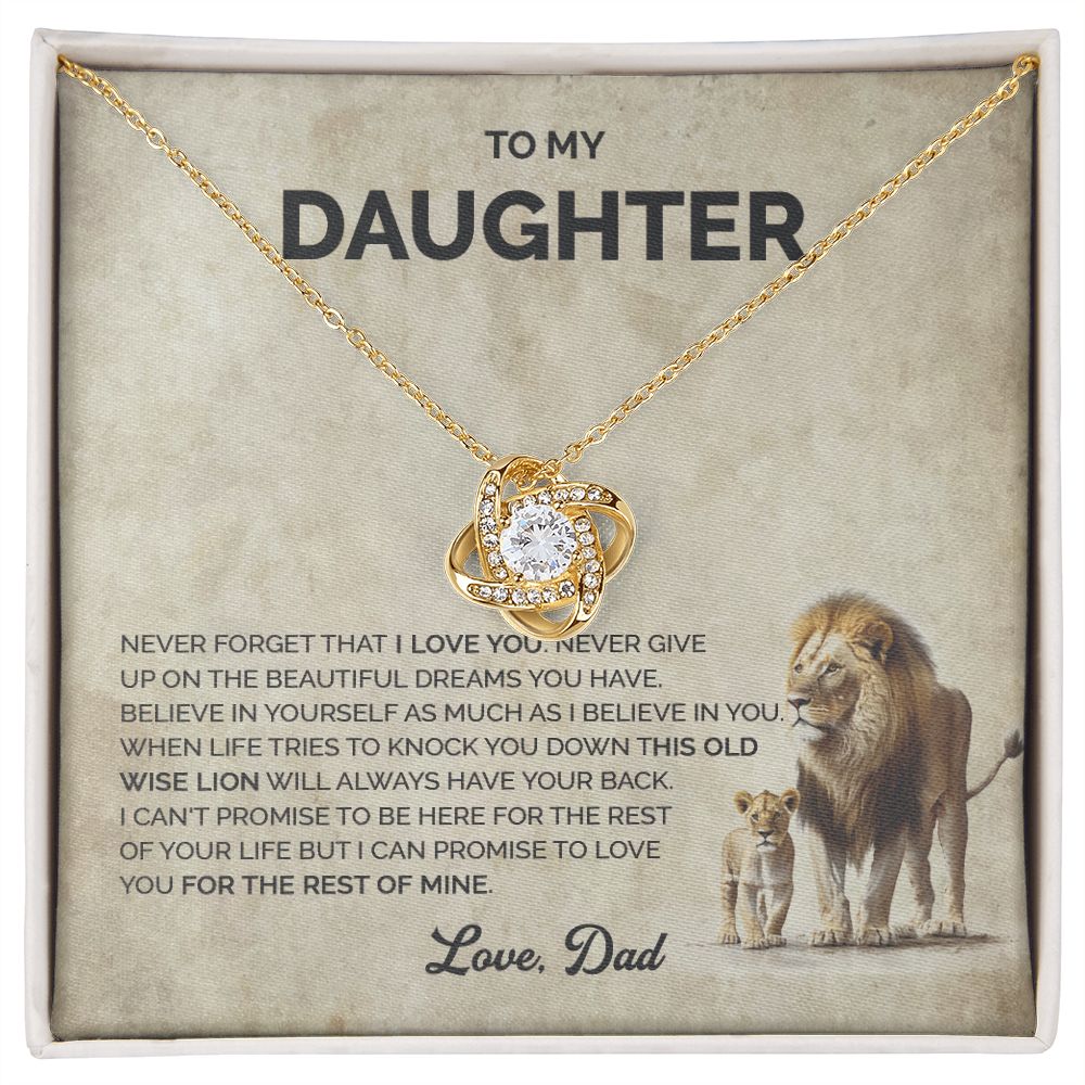 Daughter - This old lion always have your back - 012d Love Knot Necklace