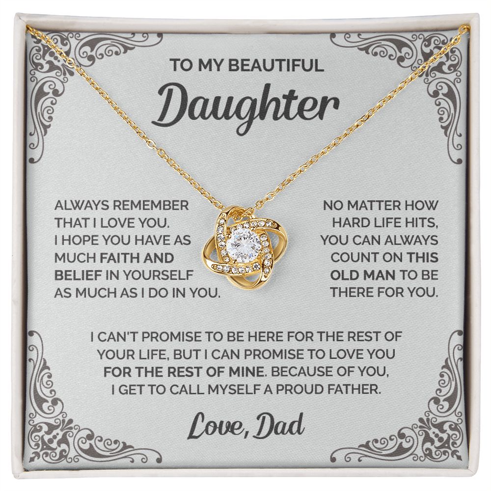Daughter - This old man always be there for you - 004d Love Knot Necklace