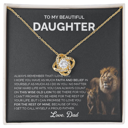 Daughter - To daughter lion 002d Love Knot Necklace