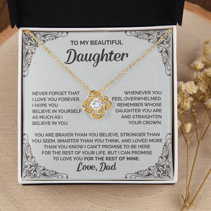 Daughter - I love you forever - 0014d Love Knot Necklace