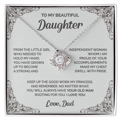 Daughter - You are the one whom I am proud of - 007d Love Knot Necklace